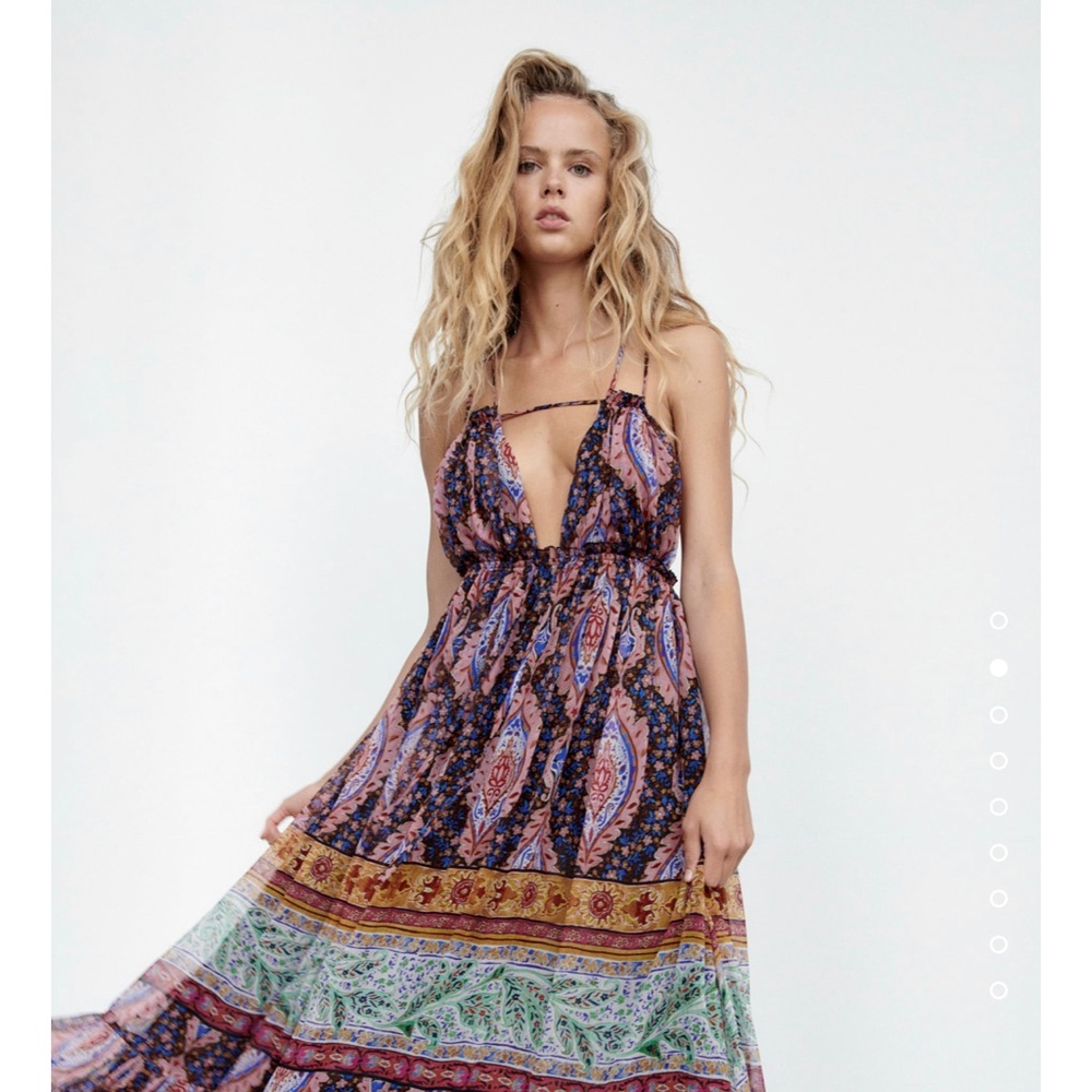 - ZARA LONG PRINT DRESS Multicolor - Picture 6 of 10